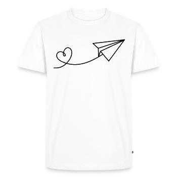 Avion en papier papier aviateur coeur voyage vacances - T-shirt Premium bio Homme - blanc - Devant - Nico (187cm)
