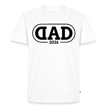 Papa 26 Papa Papa Bébé Papa 2026 Cadeau de fête des pères - T-shirt Premium bio Homme - blanc - Devant - Nico (187cm)