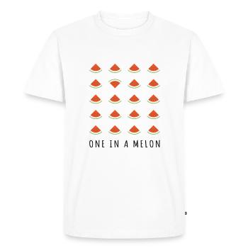 One in a melon - dark design - Men's Premium Organic T-Shirt - white - Front - Nico (187cm)