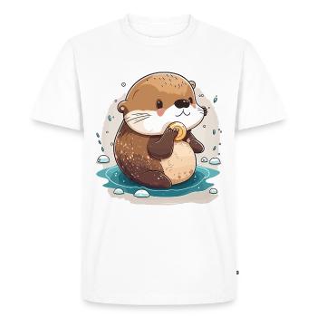 Loutre de mer - T-shirt Premium bio Homme - blanc - Devant - Nico (187cm)