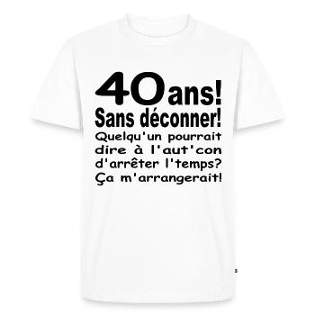 40 ans / anniversaire 40 ans / t-shirt 40 ans - T-shirt Premium bio Homme - blanc - Devant - Nico (187cm)