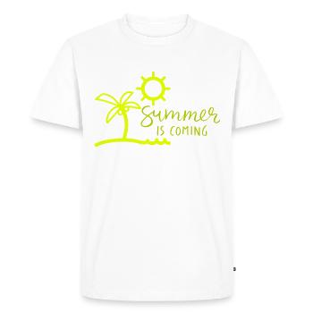 L’été arrive - T-shirt Premium bio Homme - blanc - Devant - Nico (187cm)