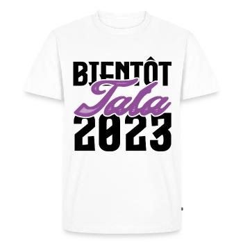 Cadeau Annonce grossesse bientôt Tata 2023. Tante. - T-shirt Premium bio Homme - blanc - Devant - Nico (187cm)