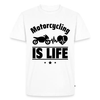 La moto, c’est la vie - T-shirt Premium bio Homme - blanc - Devant - Nico (187cm)