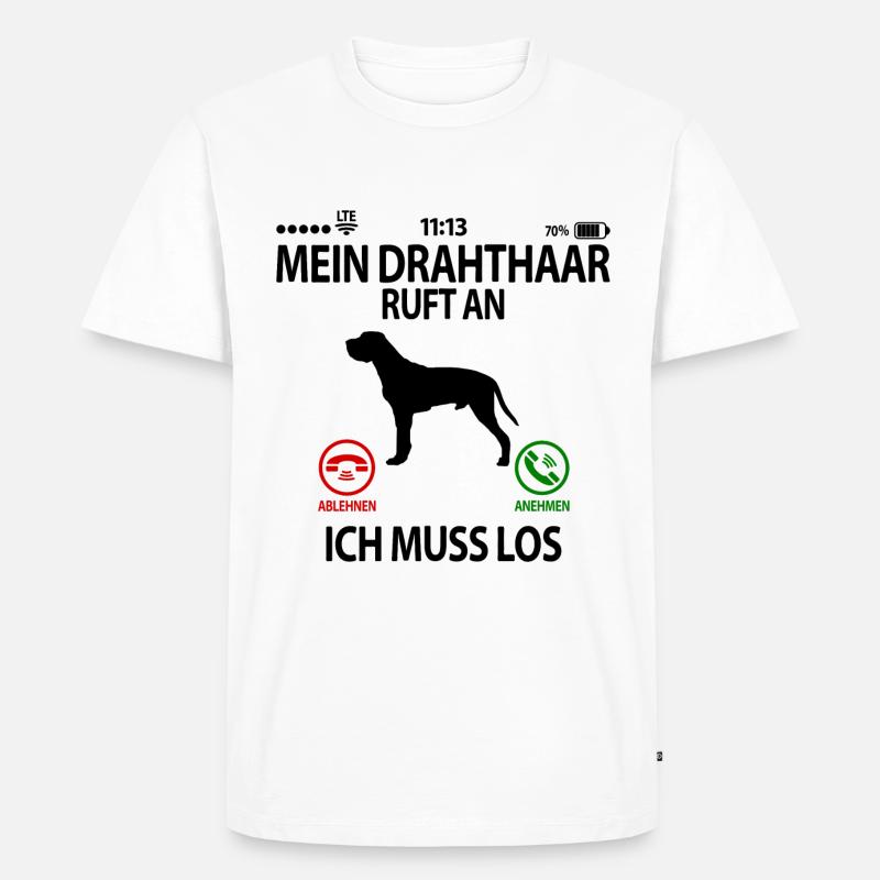 Deutsch Drahthaar Geschenkidee Lustig Spruch - Männer Premium Bio T-Shirt - Weiß