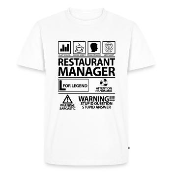 Hotel and Restaurant Manager Dad Lustig Quote - Men's Premium Organic T-Shirt - white - Front - Nico (187cm)