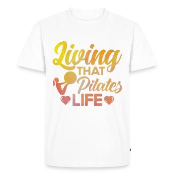 Pilates Vivre le cadeau de vie Pilates - T-shirt Premium bio Homme - blanc - Devant - Nico (187cm)