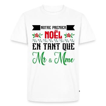 Notre premier Noël en tant que Mr. et Mme - T-shirt Premium bio Homme - blanc - Devant - Nico (187cm)