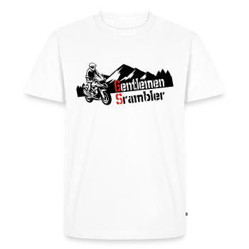 Motard Moto Boxer Aventure Gentlemen Scrambler - T-shirt Premium bio Homme - blanc - Devant - Nico (187cm)