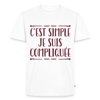 C'est Simple Je Suis Compliquée - T-shirt Premium bio Homme - blanc - Devant - Nico (187cm)