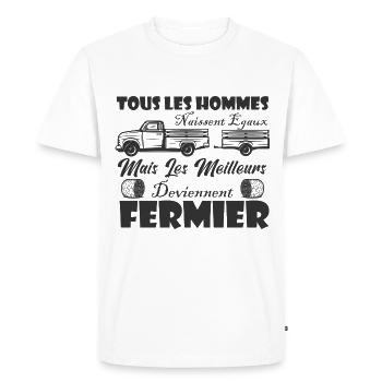 Tous les Hommes naissent égaux,Meilleur fermier - T-shirt Premium bio Homme - blanc - Devant - Nico (187cm)