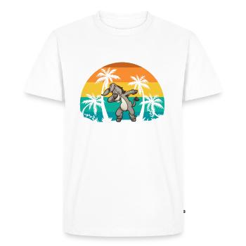 Dabbing Esel vor Palmen Urlaub Mallorca - Men's Premium Organic T-Shirt - white - Front - Nico (187cm)