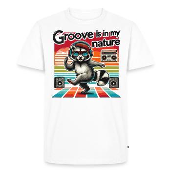 Groove is in My Nature Cool Raccoon Retro Music - Men's Premium Organic T-Shirt - white - Front - Nico (187cm)