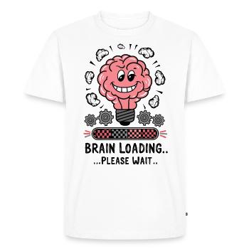 Chargement du cerveau S’il vous plaît attendez Humour de dessin animé drôle - T-shirt Premium bio Homme - blanc - Devant - Nico (187cm)