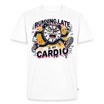 Running Late is My Cardio Funny Clock Humor - Men's Premium Organic T-Shirt - white - Front - Nico (187cm)