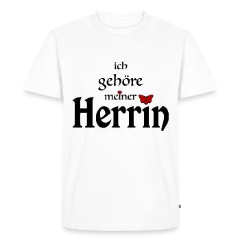 Herrin Domina Sklave Spruch - Männer Premium Bio T-Shirt - Weiß - Vorne - Nico (187cm)
