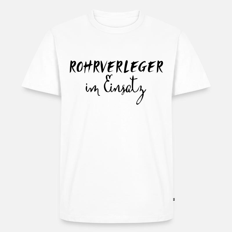 Rohrverleger im Einsatz - Männer Premium Bio T-Shirt - Weiß