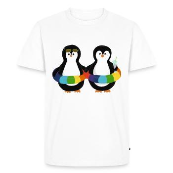 Pingouins dans le ring de natation - T-shirt Premium bio Homme - blanc - Devant - Nico (187cm)