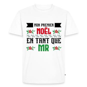 Notre premier Noël en tant que Mr. - T-shirt Premium bio Homme - blanc - Devant - Nico (187cm)
