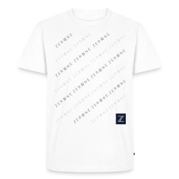 Cross lettering running font ZERO ONE Logo modern - Men's Premium Organic T-Shirt - white - Front - Nico (187cm)