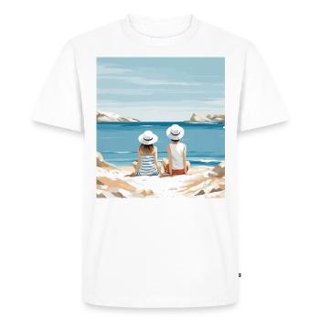 2 enfants contemplant la mer - T-shirt Premium bio Homme - blanc - Devant - Nico (187cm)