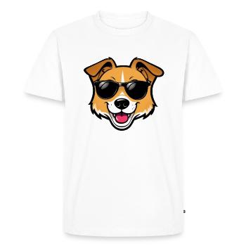 Chien de dessin animé cool avec des lunettes de soleil - T-shirt Premium bio Homme - blanc - Devant - Nico (187cm)