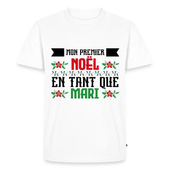 mon premier Noël en tant que mari - T-shirt Premium bio Homme - blanc - Devant - Nico (187cm)
