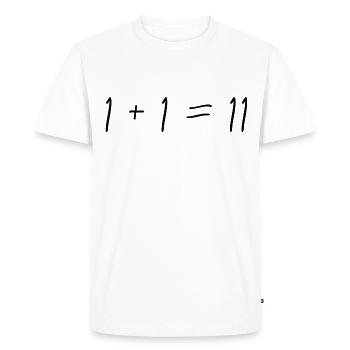 1 + 1 = 11 - T-shirt Premium bio Homme - blanc - Devant - Nico (187cm)