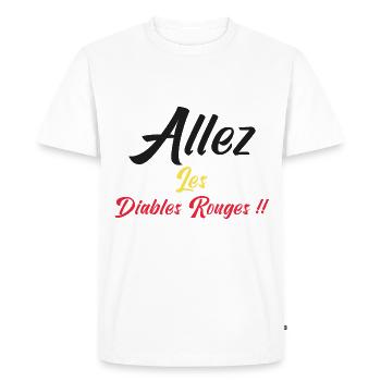 allez les diables Rouge. supporter Belgique. - T-shirt Premium bio Homme - blanc - Devant - Nico (187cm)