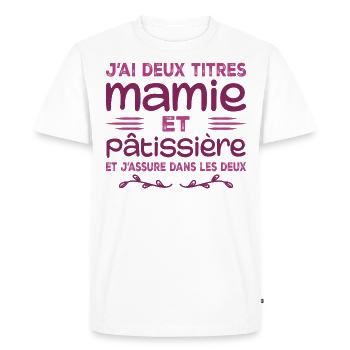 Granny and Pastry Chef | Grandma | Pastry - Men's Premium Organic T-Shirt - white - Front - Nico (187cm)