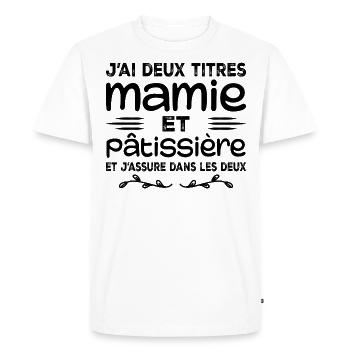 Granny and Pastry Chef | Grandma | Pastry - Men's Premium Organic T-Shirt - white - Front - Nico (187cm)