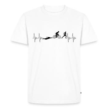 Triathlon Heartbeat ECG Natation Cyclisme Course à pied - T-shirt Premium bio Homme - blanc - Devant - Nico (187cm)