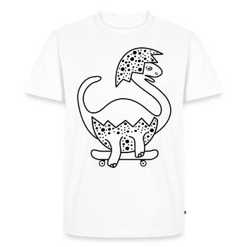 Brontosaurus Bébé patinant sur le skateboard! - T-shirt Premium bio Homme - blanc - Devant - Nico (187cm)