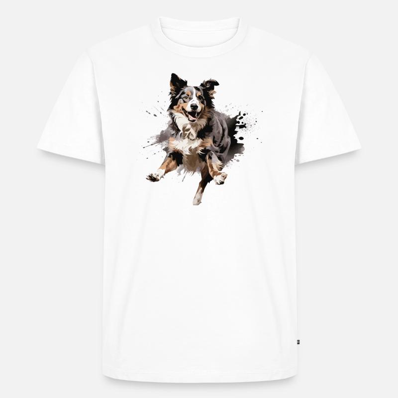 Australian Shepherd im Sprung Design - Männer Premium Bio T-Shirt - Weiß