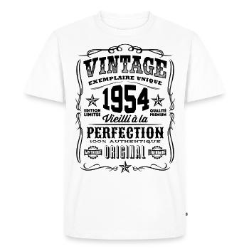 Vintage 1954 Cadeau Anniversaire 65 Ans - T-shirt Premium bio Homme - blanc - Devant - Nico (187cm)