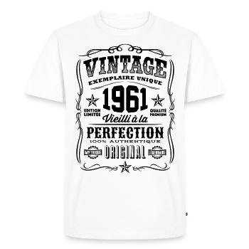 Vintage 1961 Cadeau Anniversaire 58 Ans - T-shirt Premium bio Homme - blanc - Devant - Nico (187cm)