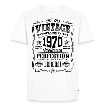 Vintage 1970 Cadeau Anniversaire 49 Ans - T-shirt Premium bio Homme - blanc - Devant - Nico (187cm)