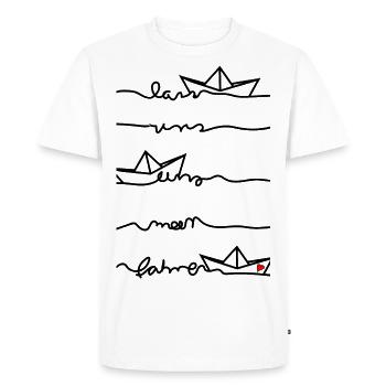 Paper boat paper boat sea heart - Men's Premium Organic T-Shirt - white - Front - Nico (187cm)