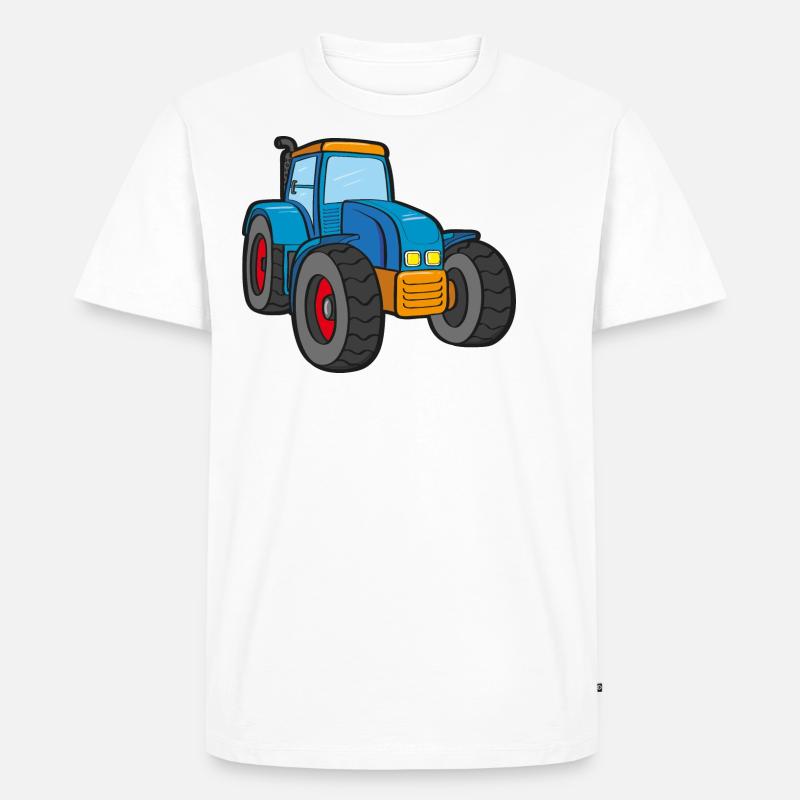 Blauer Traktor - Männer Premium Bio T-Shirt - Weiß