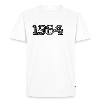 1984 - Männer Premium Bio T-Shirt - Weiß - Vorne - Nico (187cm)