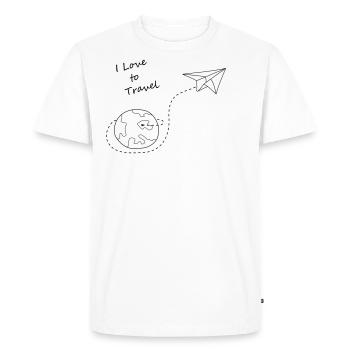Voyage en avion en papier - T-shirt Premium bio Homme - blanc - Devant - Nico (187cm)