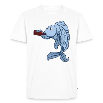 Drunk fish - Men's Premium Organic T-Shirt - white - Front - Nico (187cm)