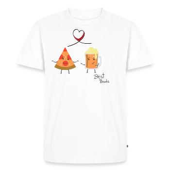 Pizza and Beer - Best Buds - Leibl Designs - Men's Premium Organic T-Shirt - white - Front - Nico (187cm)