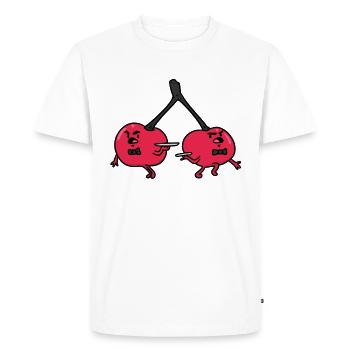 Serveurs cerises, serveur cerises - T-shirt Premium bio Homme - blanc - Devant - Nico (187cm)