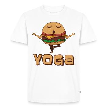 Yoga burgers - Men's Premium Organic T-Shirt - white - Front - Nico (187cm)