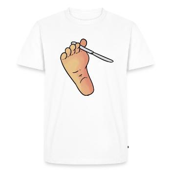 pied avec couteau - T-shirt Premium bio Homme - blanc - Devant - Nico (187cm)