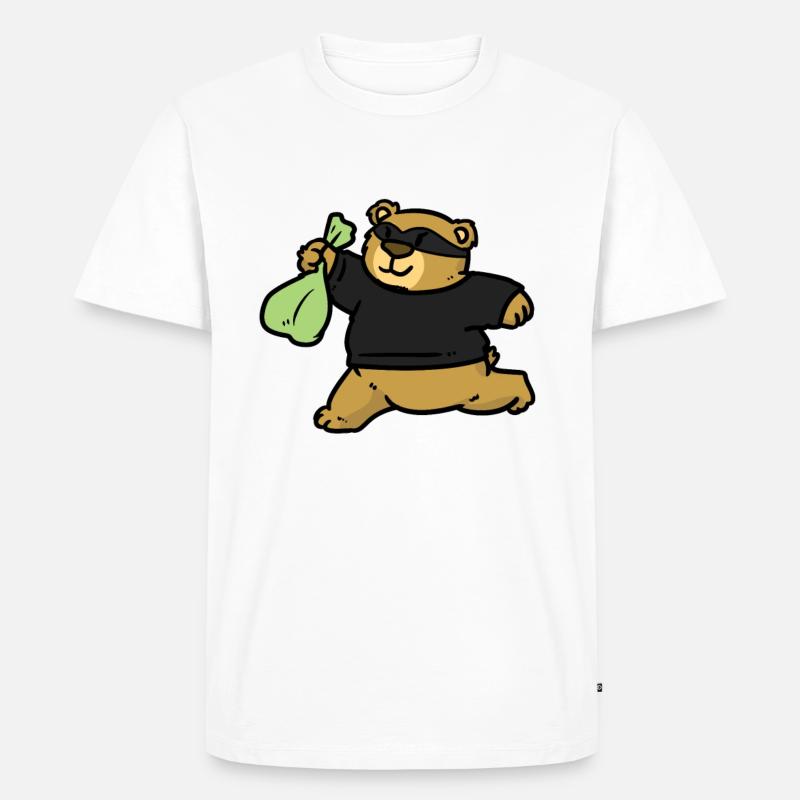 Robber Bear Robber Bär - Männer Premium Bio T-Shirt - Weiß