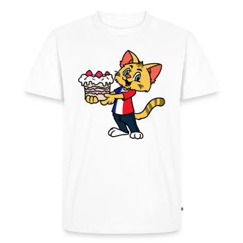 Chat français et gâteau français chaton et Cak - T-shirt Premium bio Homme - blanc - Devant - Nico (187cm)