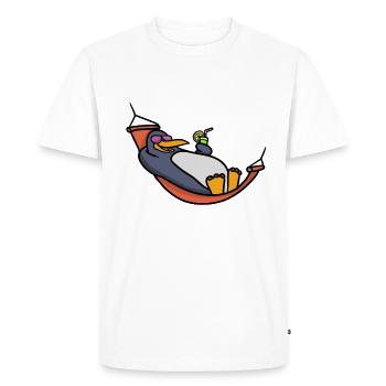 Papa Penguin sur le hamac Papa Penguin sur le - T-shirt Premium bio Homme - blanc - Devant - Nico (187cm)