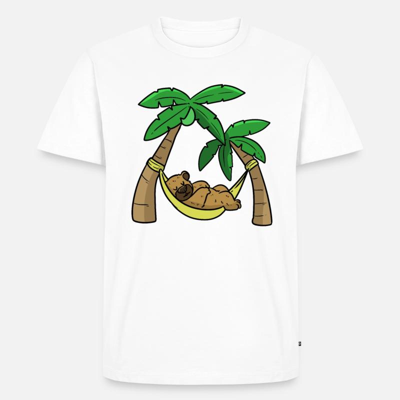 Bear hammock Bär Hängematte - Männer Premium Bio T-Shirt - Weiß